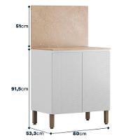 Balcão Com Tampo E Painel Art 80 Cm 2 Portas Kit's Paraná Cor:branco ártico - 2