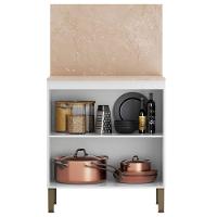 Balcão Com Tampo E Painel Art 80 Cm 2 Portas Kit's Paraná Cor:branco ártico