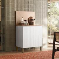 Balcão Com Tampo E Painel Art 80 Cm 2 Portas Kit's Paraná Cor:branco ártico - 5