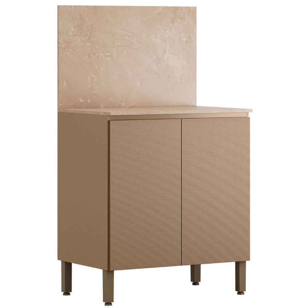 Balcão Com Tampo E Painel Art 80 Cm 2 Portas Kit's Paraná Cor:vanilla - 1