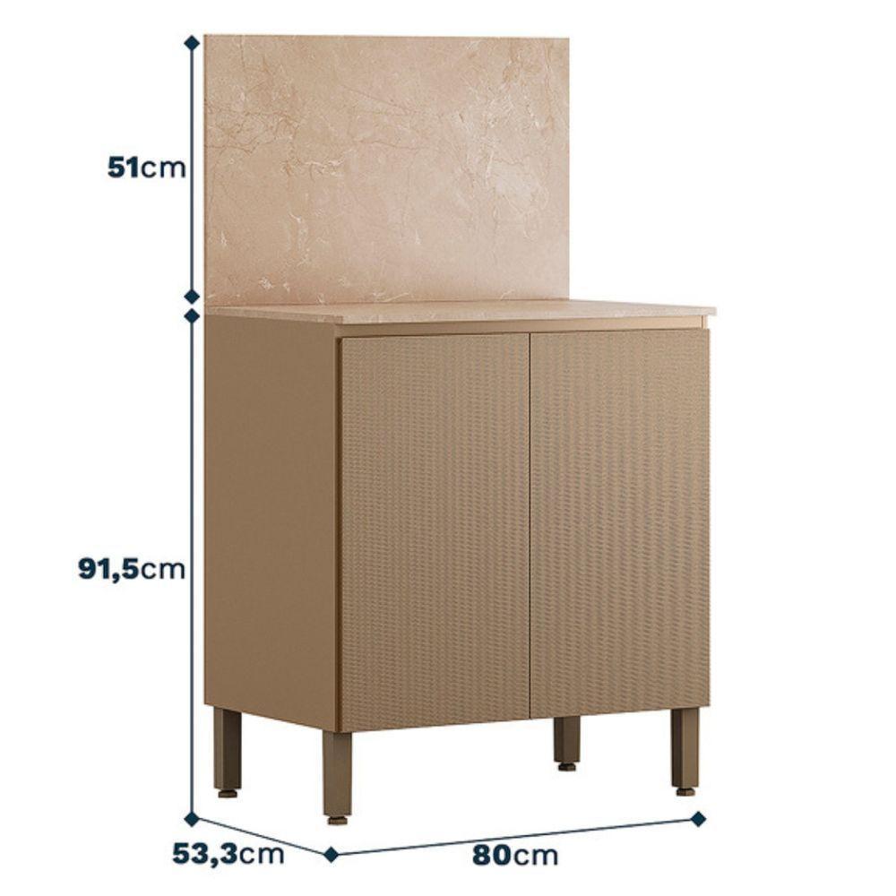 Balcão Com Tampo E Painel Art 80 Cm 2 Portas Kit's Paraná Cor:vanilla - 2