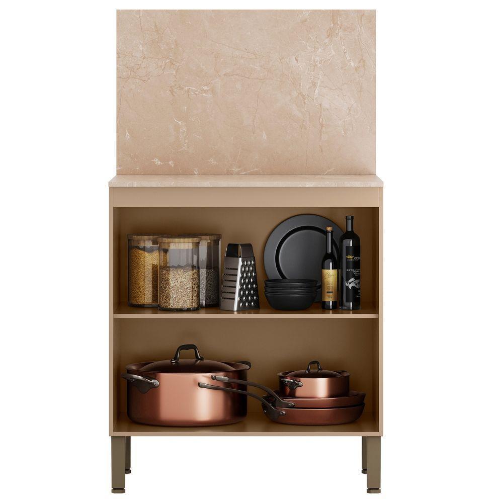 Balcão Com Tampo E Painel Art 80 Cm 2 Portas Kit's Paraná Cor:vanilla - 4