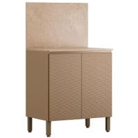 Balcão Com Tampo E Painel Art 80 Cm 2 Portas Kit's Paraná Cor:vanilla - 1