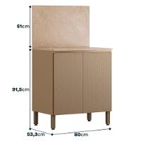 Balcão Com Tampo E Painel Art 80 Cm 2 Portas Kit's Paraná Cor:vanilla - 2