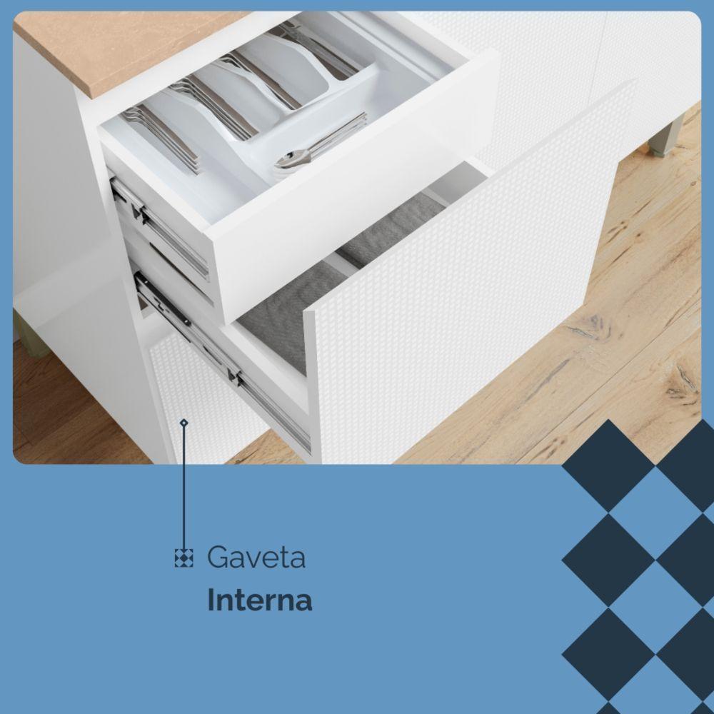 Balcão Para Pia Art 120 Cm 3 Portas Kit's Paraná Cor:branco ártico - 5