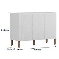 Balcão Para Pia Art 120 Cm 3 Portas Kit's Paraná Cor:branco ártico - 3