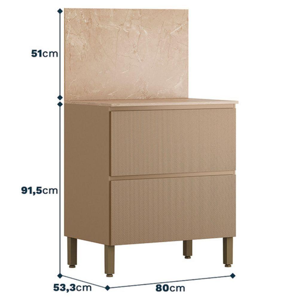 Balcão Com Tampo E Painel Art 80 Cm 1 Porta 1 Gaveta Kit's Paraná Cor:vanilla - 3