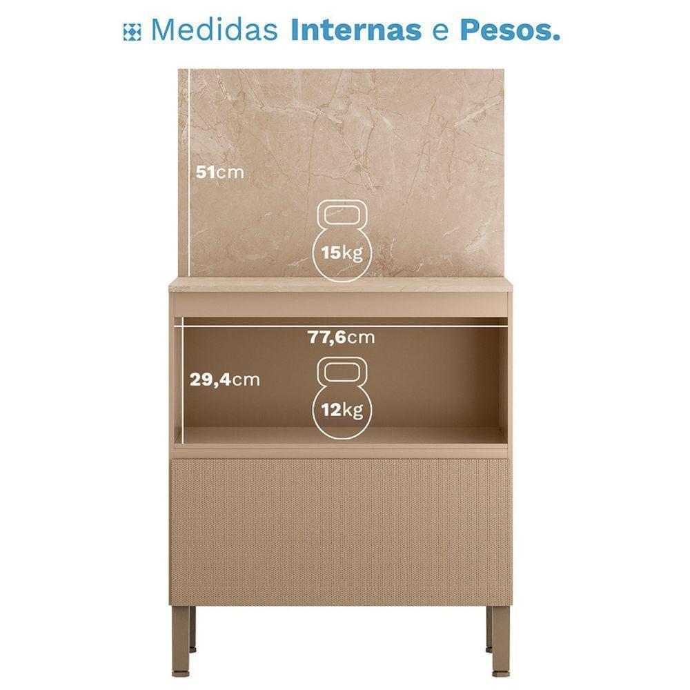 Balcão Com Tampo E Painel Art 80 Cm 1 Porta 1 Gaveta Kit's Paraná Cor:vanilla - 4