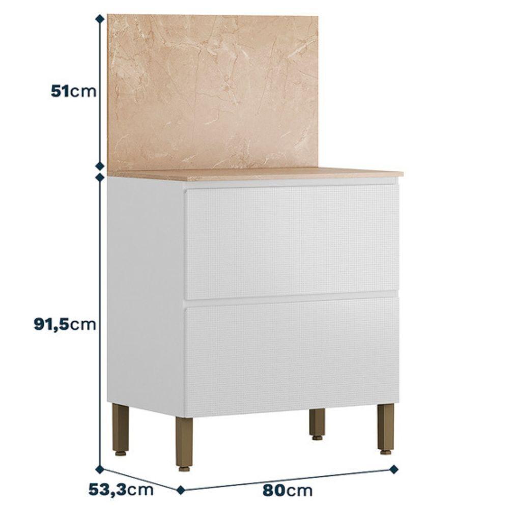 Balcão Com Tampo E Painel Art 80 Cm 1 Porta 1 Gaveta Kit's Paraná Cor:branco ártico - 2