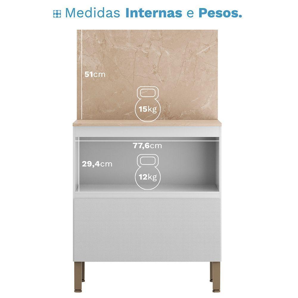 Balcão Com Tampo E Painel Art 80 Cm 1 Porta 1 Gaveta Kit's Paraná Cor:branco ártico - 3