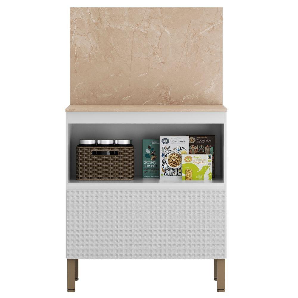 Balcão Com Tampo E Painel Art 80 Cm 1 Porta 1 Gaveta Kit's Paraná Cor:branco ártico - 4