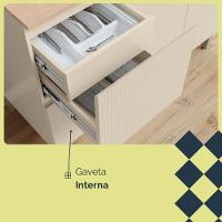 Balcão Com Tampo E Painel Art 120 Cm 3 Portas Kit's Paraná Cor:vanilla