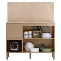 Balcão Com Tampo E Painel Art 120 Cm 3 Portas Kit's Paraná Cor:vanilla - 5