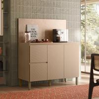 Balcão Com Tampo E Painel Art 120 Cm 3 Portas Kit's Paraná Cor:vanilla - 6