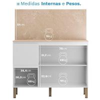 Balcão Com Tampo E Painel Art 120 Cm 3 Portas Kit's Paraná Cor:branco ártico