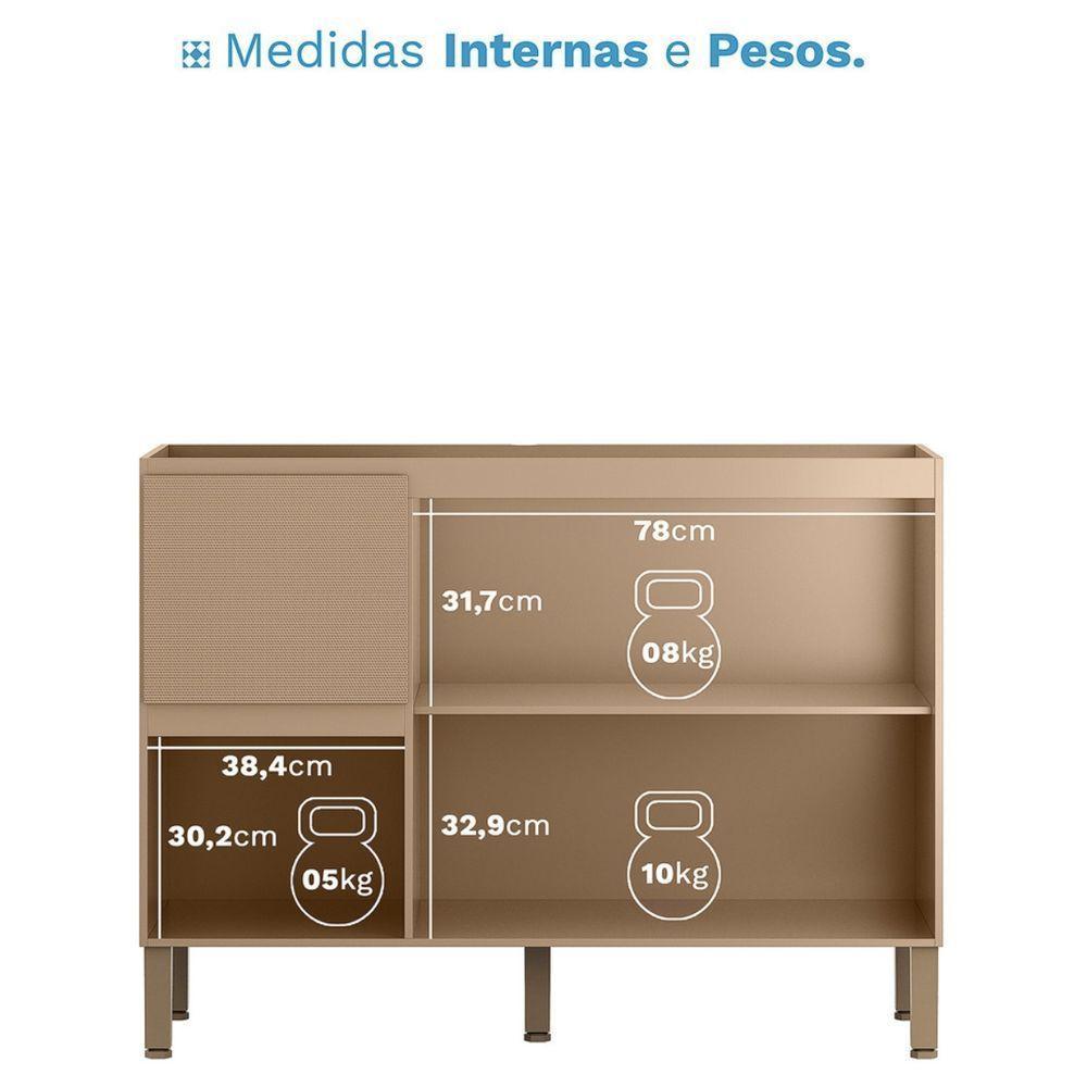 Balcão Para Pia Art 120 Cm 3 Portas Kit's Paraná Cor:vanilla - 3