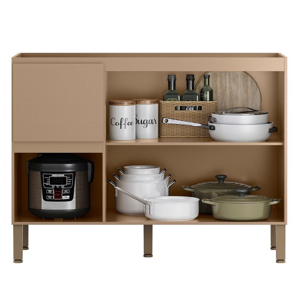 Balcão Para Pia Art 120 Cm 3 Portas Kit's Paraná Cor:vanilla - 5