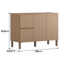 Balcão Para Pia Art 120 Cm 3 Portas Kit's Paraná Cor:vanilla - 2