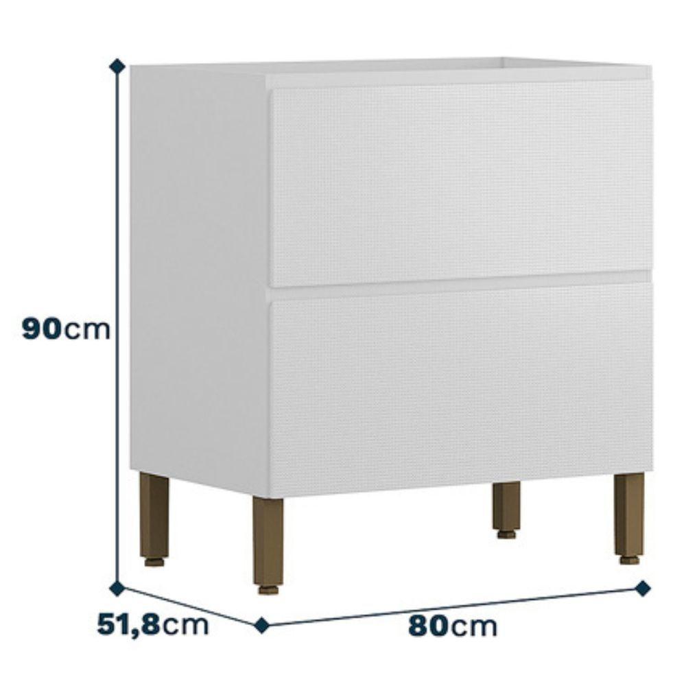 Balcão Sem Tampo Art 80 Cm 1 Porta 1 Gaveta Kit's Paraná Cor:branco ártico - 3