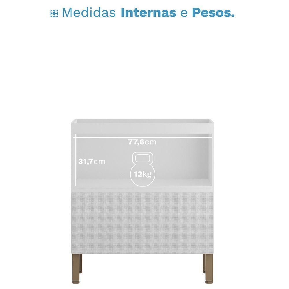 Balcão Sem Tampo Art 80 Cm 1 Porta 1 Gaveta Kit's Paraná Cor:branco ártico - 4