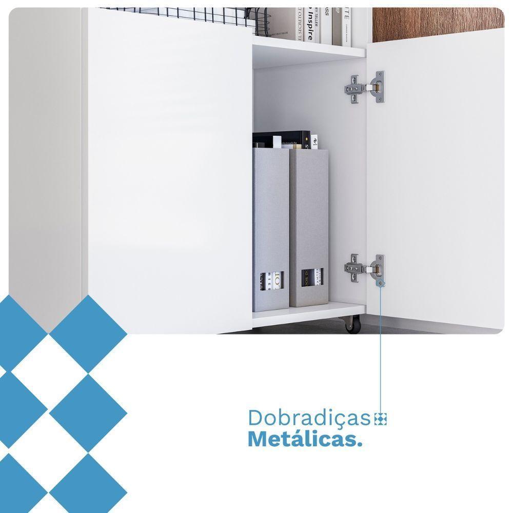 Armário De Escritório Com Mesa Embutida Duo Kit's Paraná Cor:branco White - 5