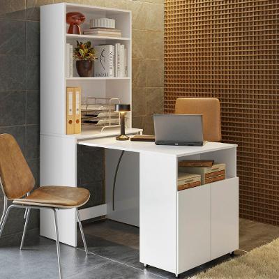 Armário De Escritório Com Mesa Embutida Duo Kit's Paraná Cor:branco White
