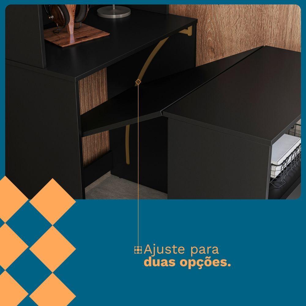 Armário De Escritório Com Mesa Embutida Duo Kit's Paraná Cor:black - 4