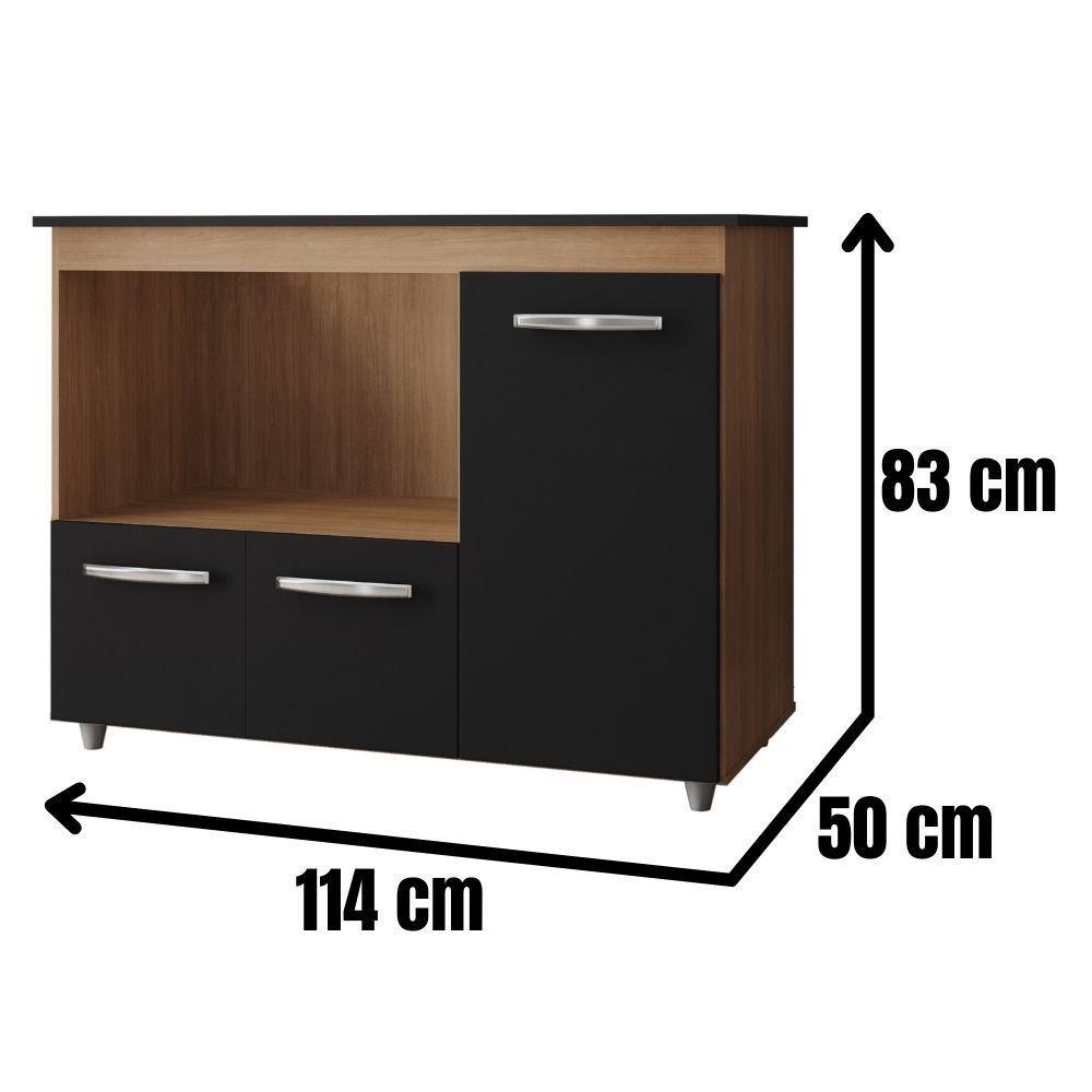 Balcão Para Cooktop Ana 4 Bocas 3 Portas Moblis Cor:savana Preto - 2