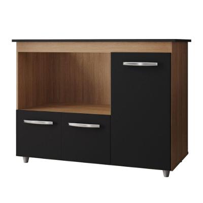 Balcão Para Cooktop Ana 4 Bocas 3 Portas Moblis Cor:savana Preto