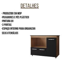 Balcão Para Cooktop Ana 4 Bocas 3 Portas Moblis Cor:savana Preto