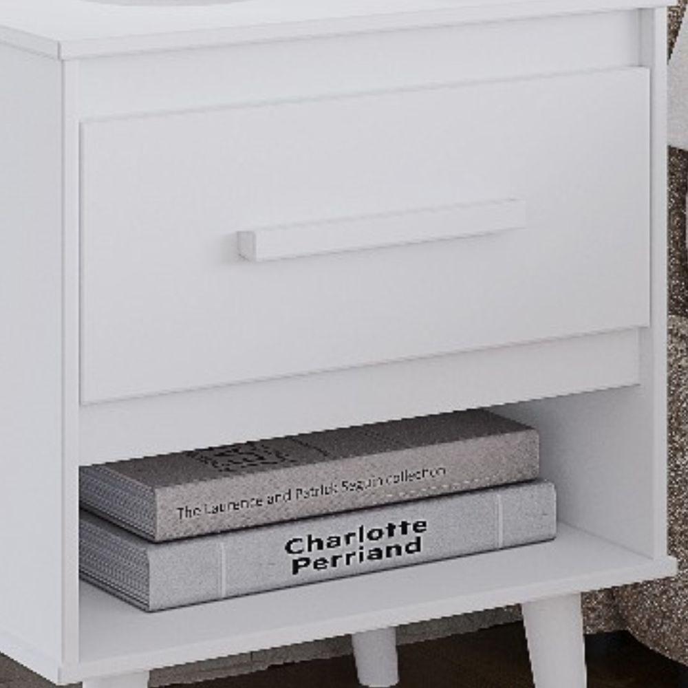 Mesa De Cabeceira Mila 1 Gaveta Moblis Cor:branco - 4