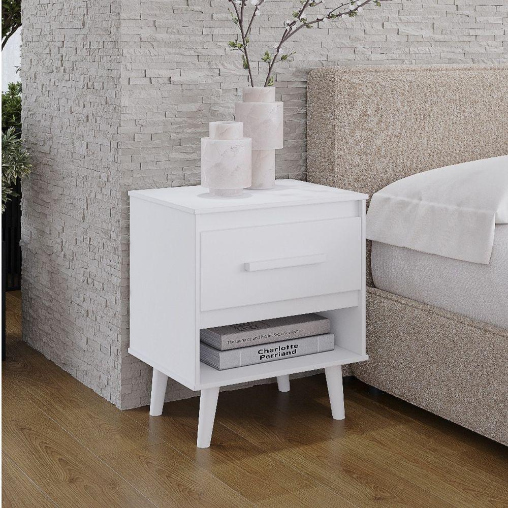 Mesa De Cabeceira Mila 1 Gaveta Moblis Cor:branco - 5