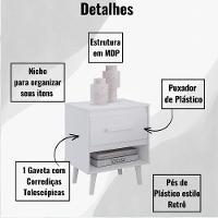 Mesa De Cabeceira Mila 1 Gaveta Moblis Cor:branco - 3