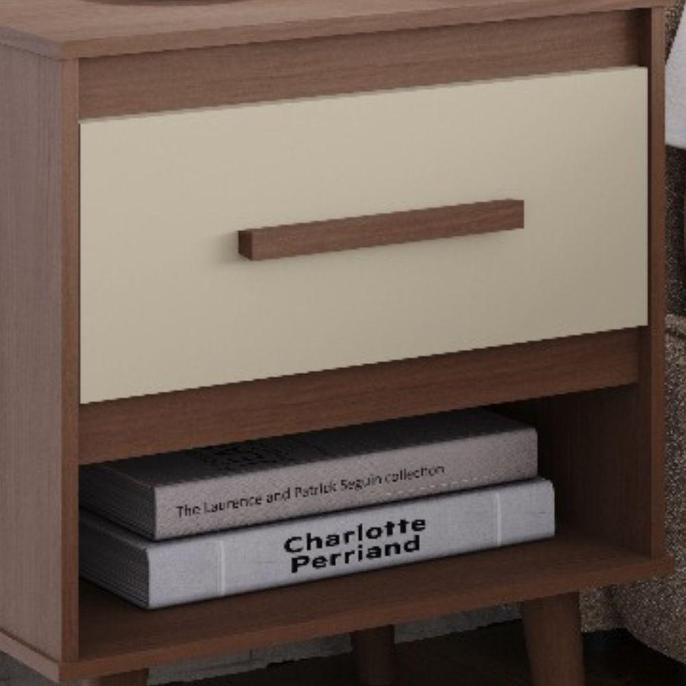 Mesa De Cabeceira Mila 1 Gaveta Moblis Cor:savana Off White - 4