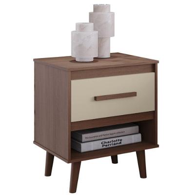 Mesa De Cabeceira Mila 1 Gaveta Moblis Cor:savana Off White
