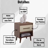 Mesa De Cabeceira Mila 1 Gaveta Moblis Cor:savana Off White - 3