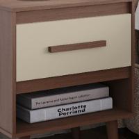 Mesa De Cabeceira Mila 1 Gaveta Moblis Cor:savana Off White