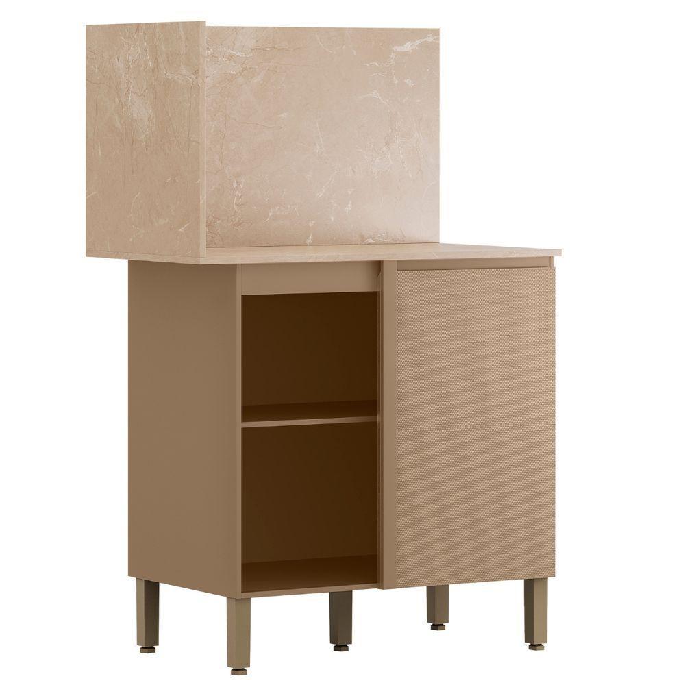 Balcão De Canto Reto Com Tampo E Painel Art Kit's Paraná Cor:vanilla - 1