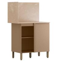 Balcão De Canto Reto Com Tampo E Painel Art Kit's Paraná Cor:vanilla - 1