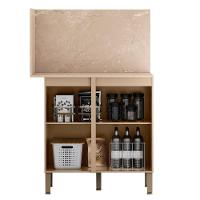 Balcão De Canto Reto Com Tampo E Painel Art Kit's Paraná Cor:vanilla - 3