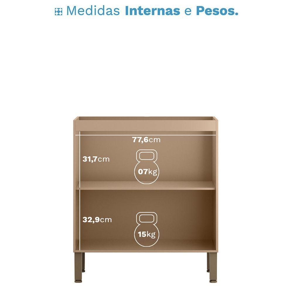 Balcão Sem Tampo Art 80 Cm 2 Portas Kit's Paraná Cor:vanilla - 3