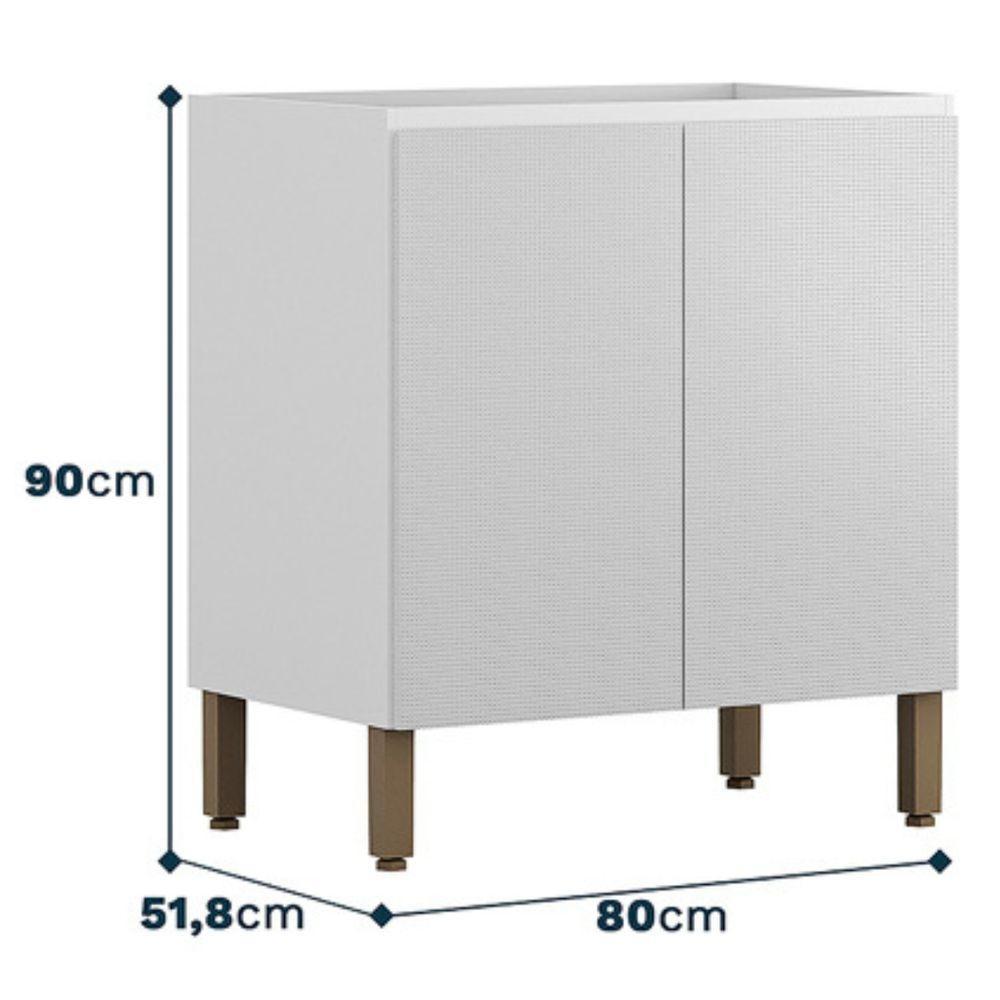 Balcão Sem Tampo Art 80 Cm 2 Portas Kit's Paraná Cor:branco ártico - 2