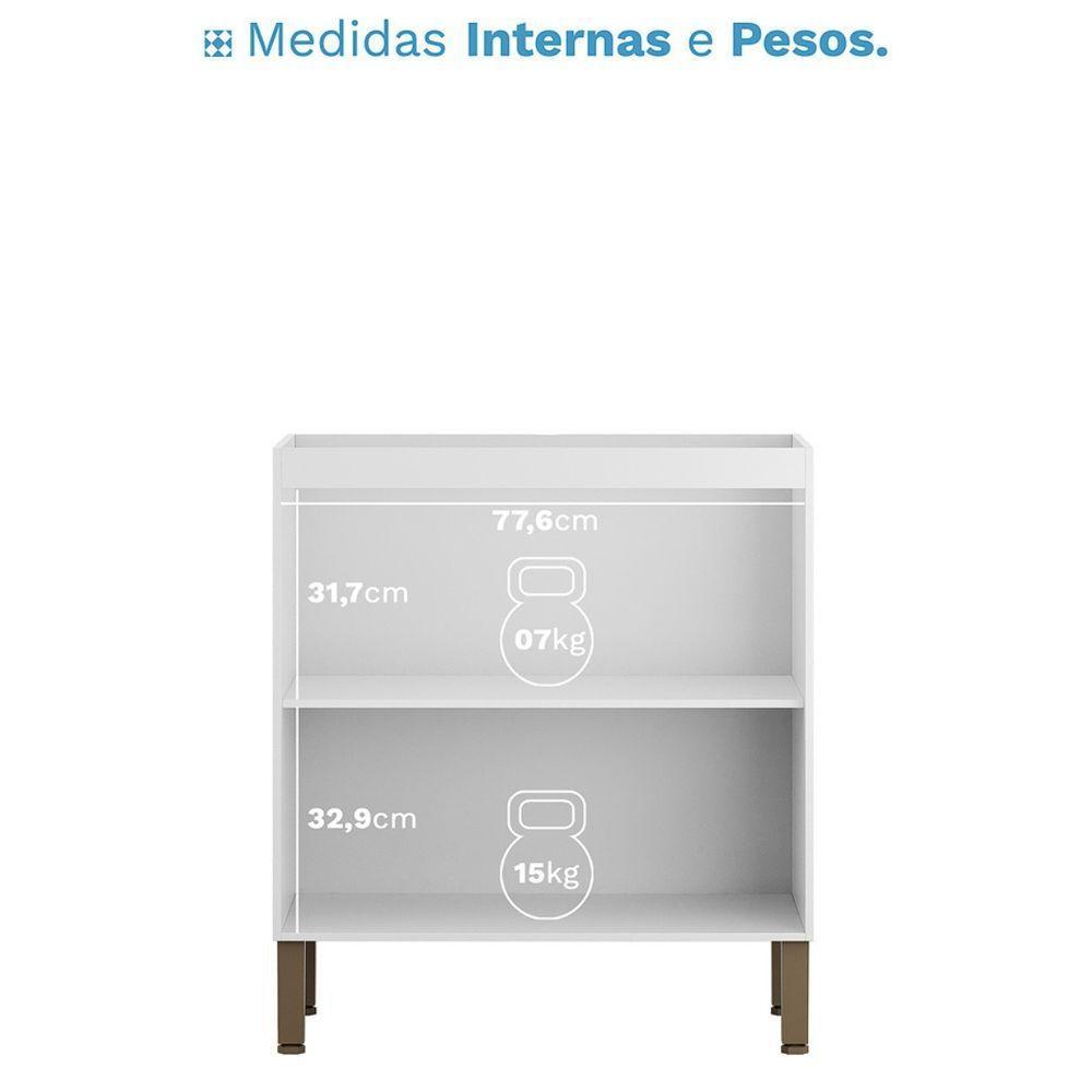 Balcão Sem Tampo Art 80 Cm 2 Portas Kit's Paraná Cor:branco ártico - 3