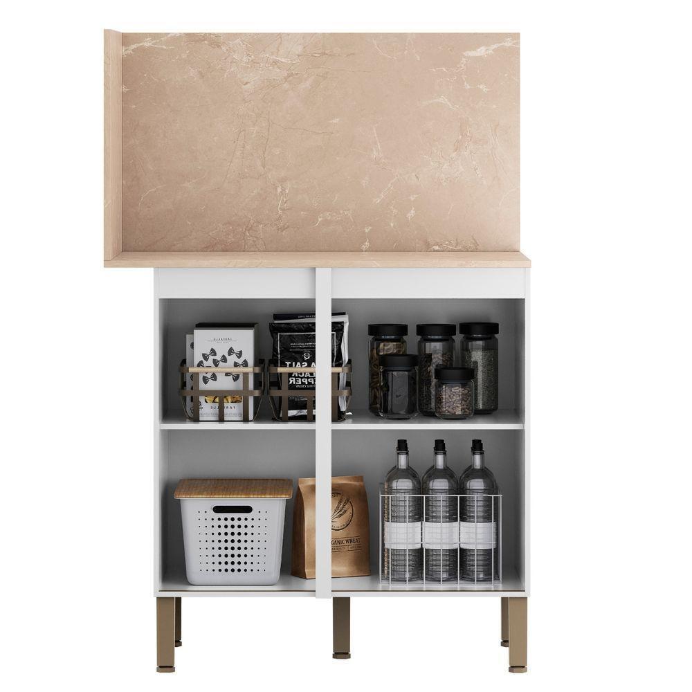 Balcão De Canto Reto Com Tampo E Painel Art Kit's Paraná Cor:branco ártico - 4