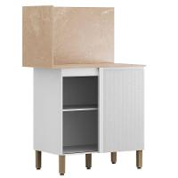 Balcão De Canto Reto Com Tampo E Painel Art Kit's Paraná Cor:branco ártico - 1