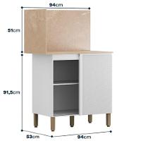 Balcão De Canto Reto Com Tampo E Painel Art Kit's Paraná Cor:branco ártico - 2