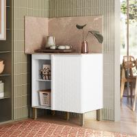 Balcão De Canto Reto Com Tampo E Painel Art Kit's Paraná Cor:branco ártico - 5