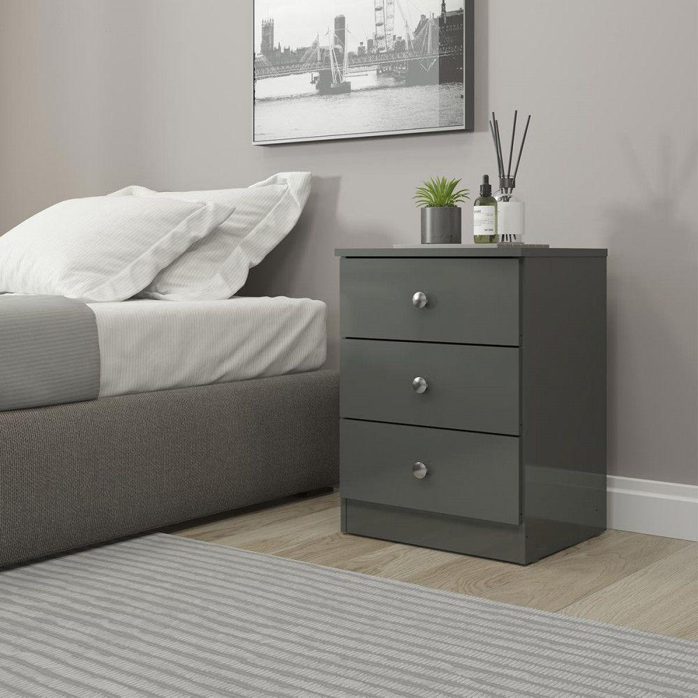 Gaveteiro Para Quarto Pequeno 3 Gavetas 40x55cm Cinza 6509 Cinza - 2