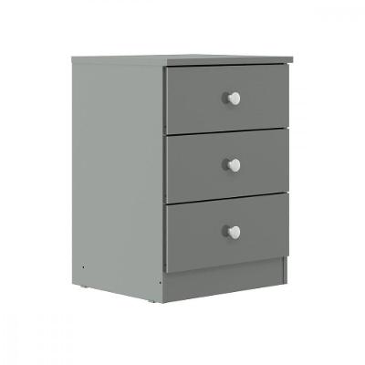 Gaveteiro Para Quarto Pequeno 3 Gavetas 40x55cm Cinza 6509 Cinza