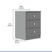 Gaveteiro Para Quarto Pequeno 3 Gavetas 40x55cm Cinza 6509 Cinza